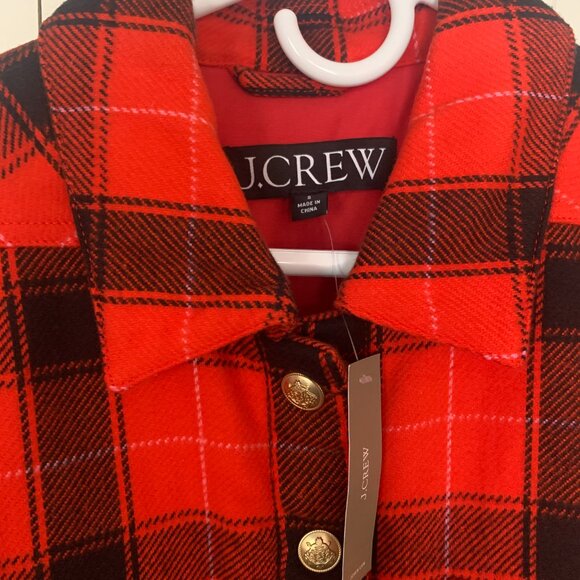 NWT J. Crew Cropped Buffalo Red Plaid Holiday Puffer Jacket, Size S - Picture 5 of 5